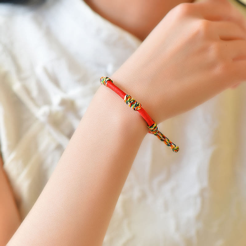 Pulsera de cuerda trenzada de protección de la suerte con nudo King Kong colorido hecho a mano tibetano con Buddha Stones
