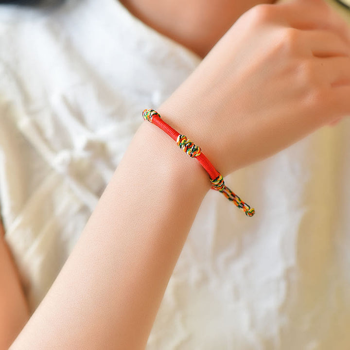 Pulsera de cuerda trenzada de protección de la suerte con nudo King Kong colorido hecho a mano tibetano con Buddha Stones
