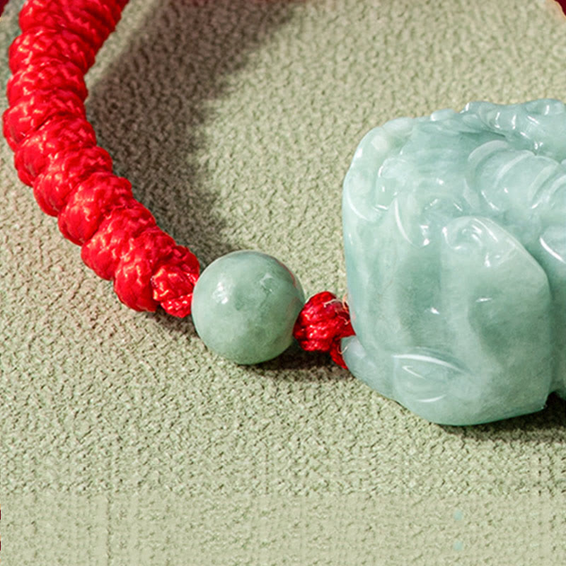 Pulsera de cuerda trenzada con nudo King Kong, protección PiXiu de Jade Natural hecha a mano con Buddha Stones