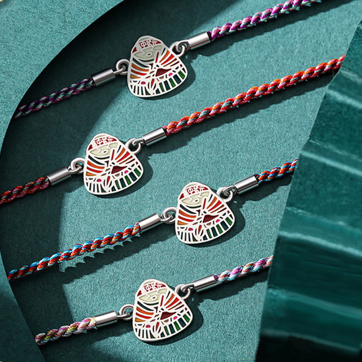 Pulsera hecha a mano multicolor con Buddha Stones de plata de ley 925 con patrón Zongzi de la suerte