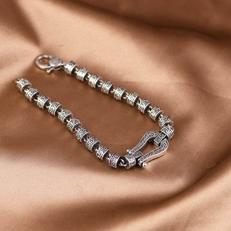 Pulsera con hebilla de la suerte de cobre con diseño de flores de la dinastía Tang de Buddha Stones