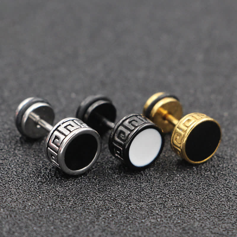 Pendientes redondos de equilibrio de acero titanio para hombre con Buddha Stones - image 0
