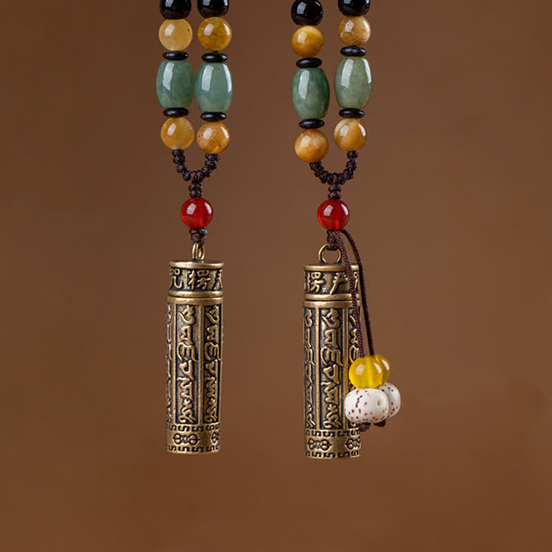 Buddhastoneshop Tibet Om Mani Padme Hum Ágata Shurangama Sutra Collar de protección colgante - image 3