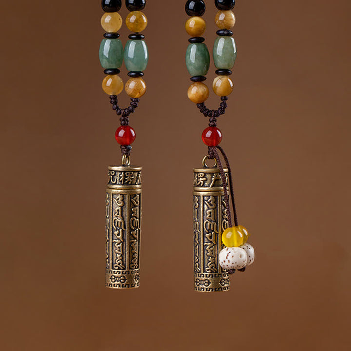 Buddhastoneshop Tibet Om Mani Padme Hum Ágata Shurangama Sutra Collar de protección colgante - image 3