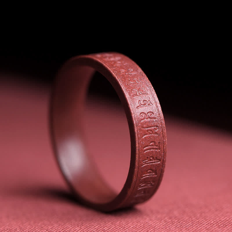 Anillo de bendición de nubes auspiciosas con Buddha Stones cinabrio Om Mani Padme Hum
