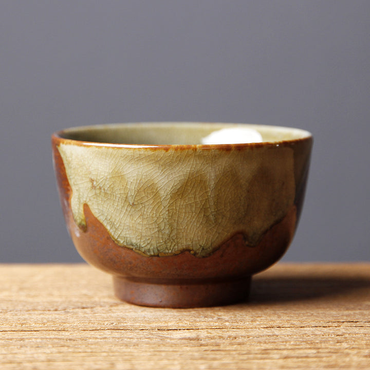 Buddha Stones Vintage marrón Beige horno cambio taza de té de cerámica Kung Fu taza de té tazón