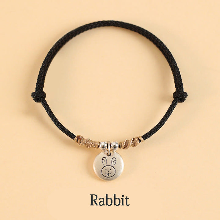 Pulsera trenzada de la suerte del zodíaco chino, hecha a mano, de plata de ley 999 con Buddha Stones, año del dragón