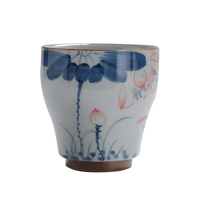 Tazas de té de cerámica de bambú con hojas de flor de loto y Buddha Stones, tazas de té de Kung Fu