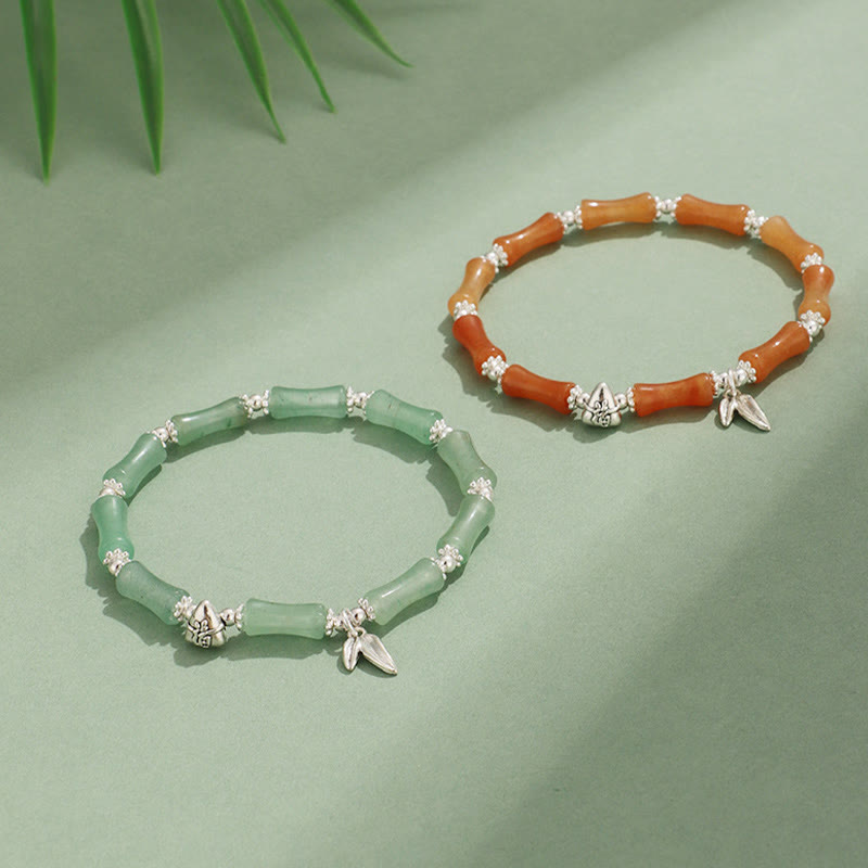 Buddha Stones Peridoto Jade Blanco Fresa Cuarzo Aventurina Verde Bambú Fu Carácter Suerte Pulsera