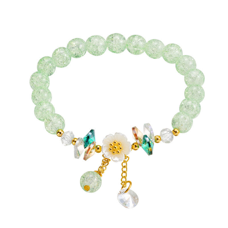 Pulsera de cuentas de cristal con dije de flor de diseño simple con Buddha Stones