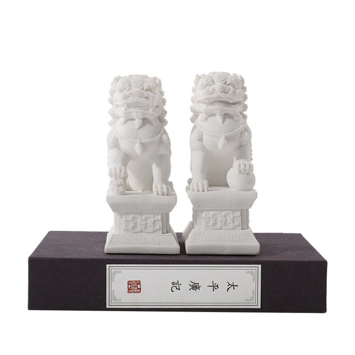 Estatua de León, decoración de resina para el hogar y la Oficina, 2 uds. - Un par de leones blancos - image 3