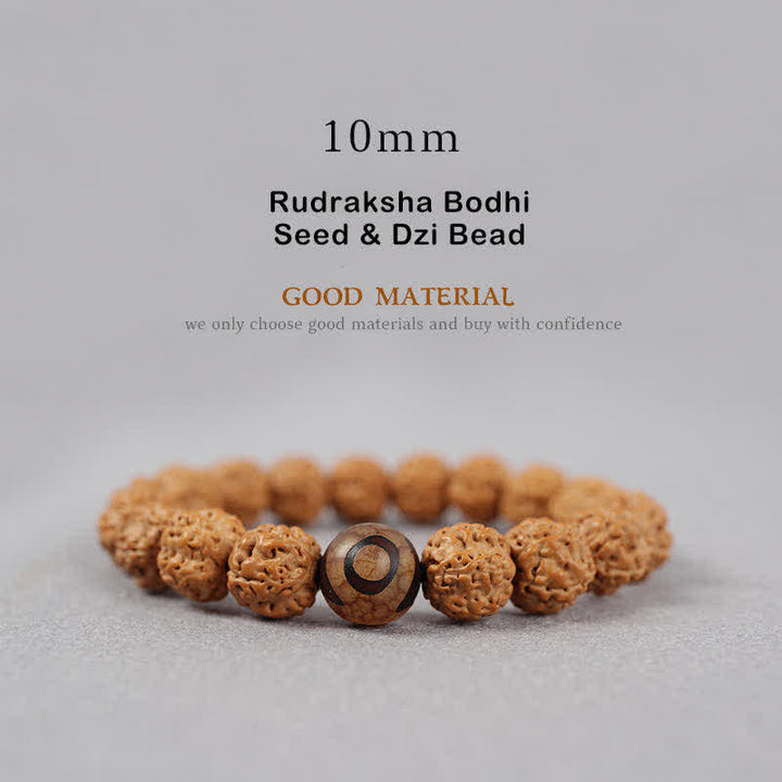 Buddha Stones Tíbet Rudraksha Bodhi Semilla Dzi Cuenta Ámbar Turquesa Pulsera de Riqueza