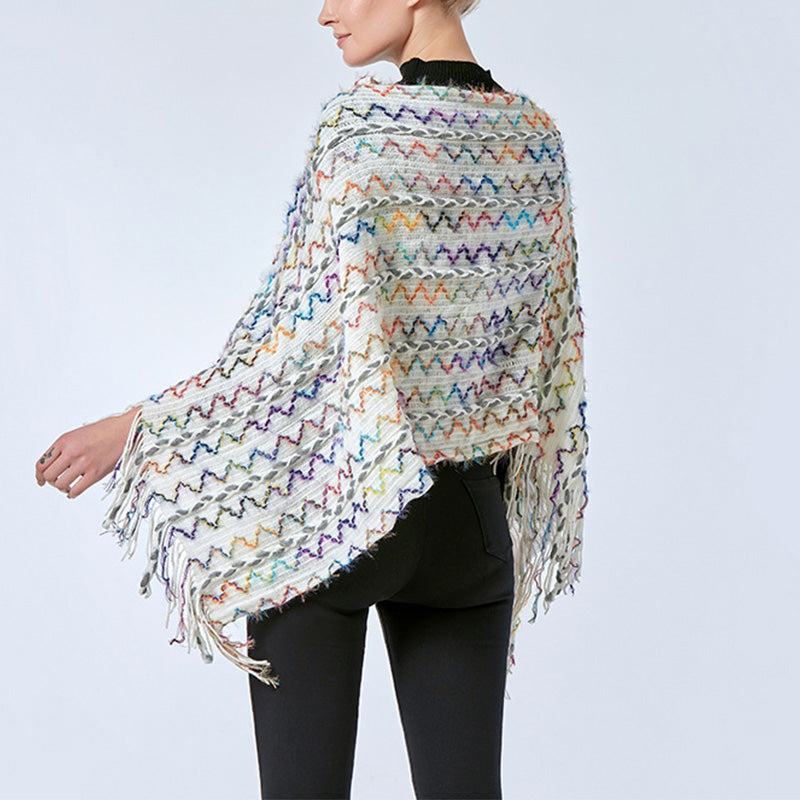 Buddha Stones tibetano colorido chal a rayas borlas jersey invierno acogedor viaje bufanda abrigo