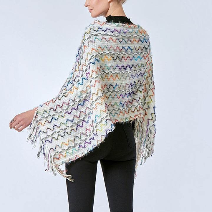 Buddha Stones tibetano colorido chal a rayas borlas jersey invierno acogedor viaje bufanda abrigo