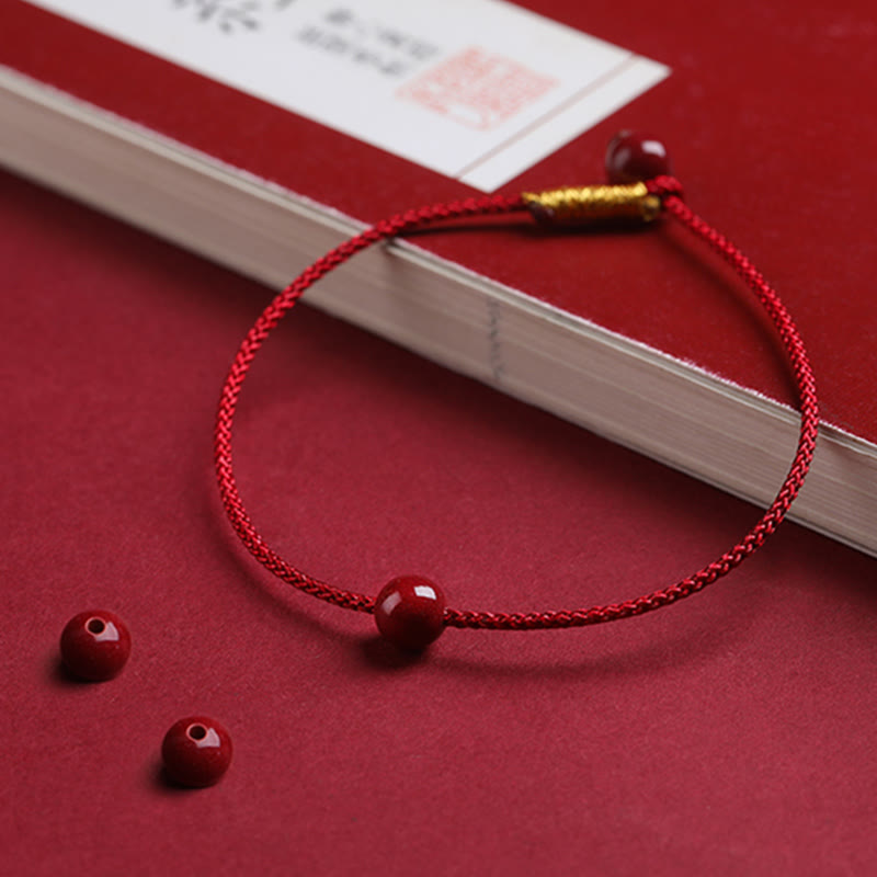 Pulsera de hilo rojo con bendición de ágata roja cinabrio natural con Buddha Stones