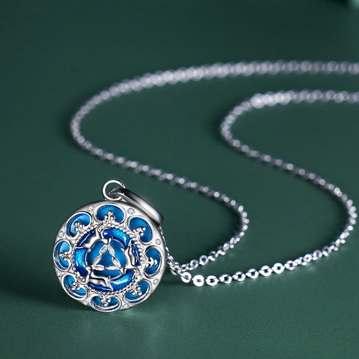 Colgante de plata de ley 925 con Buddha Stones , redondo, turquesa, tres conejos