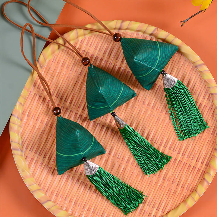 Buddha Stones Dragon Boat Festival Zongzi patrón bolsita protección borla colgante decoración