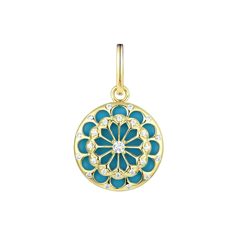 Colgante de plata de ley 925 con Buddha Stones , redondo, turquesa, circonita, protección, fuerza