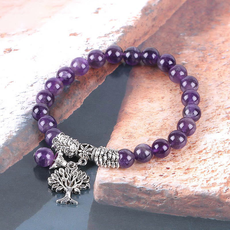 Pulsera elástica con amuleto de la suerte, árbol de la vida, Buddha Stones