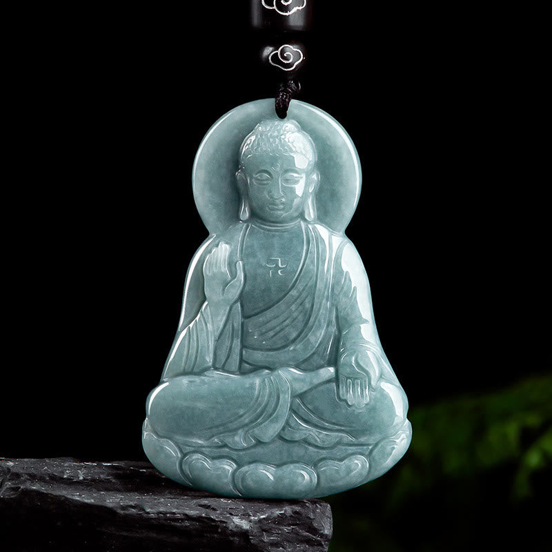 Buddha Stones Amitabha Buda Natural Jade Lotus Amuleto Compasión Cadena Collar Colgante - Símbolo de Buda (Compasión♥Serenidad) - image 1