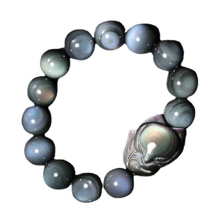 Pulsera positiva curativa de zorro obsidiano arcoíris con Buddha Stones