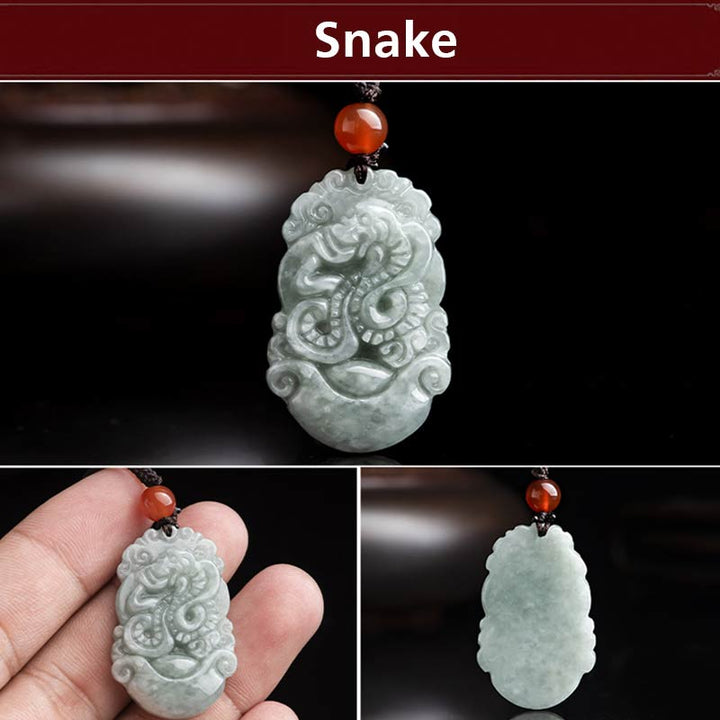Collar con colgante de éxito del zodiaco chino con Buddha Stones de jade natural 12 - image 12