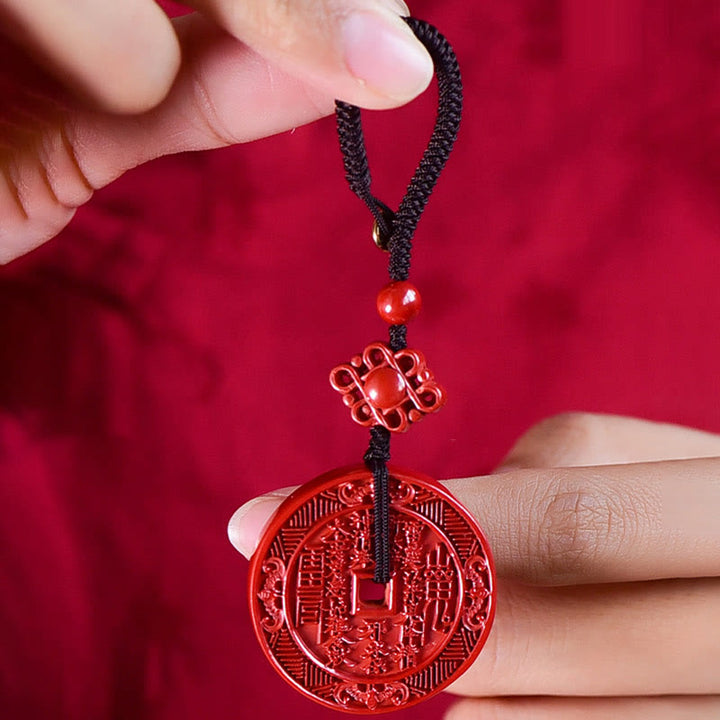 Buddha Stones cinabrio Natural fantasmas de montaña gastar dinero Bagua bendición collar colgante llavero