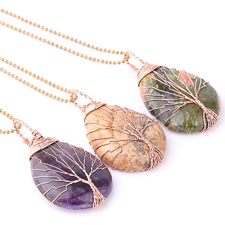 Collar con colgante de energía curativa, árbol de la vida, cristal de cuarzo Natural, Buddha Stones - image 26