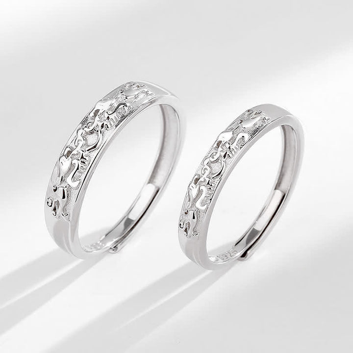 Anillo de pareja ajustable PiXiu Balance de plata de ley 925 con Buddha Stones