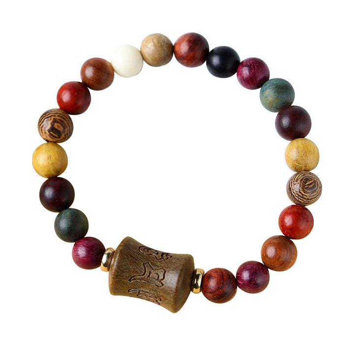 Pulsera de protección Om Mani Padme Hum de sándalo multicolor del Tíbet