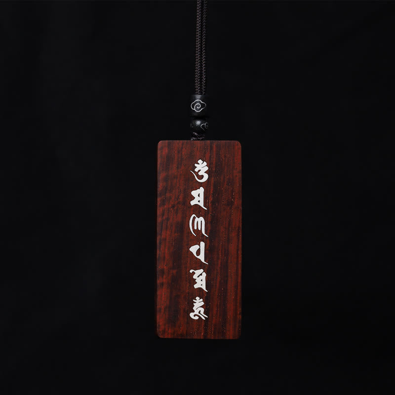 Buddha Stones de plata de ley 999, colgante de collar de protección con incrustaciones de madera de ébano de sándalo rojo y hoja pequeña Om Mani Padme Hum - image 7