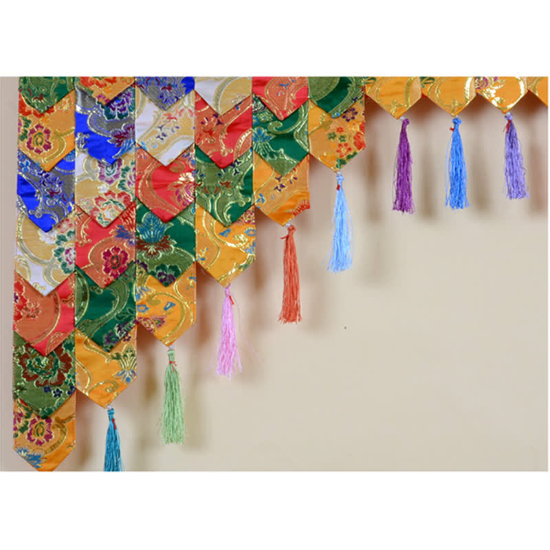 Cortina colgante tibetana de cinco colores, cortina de meditación curativa para altar de oración