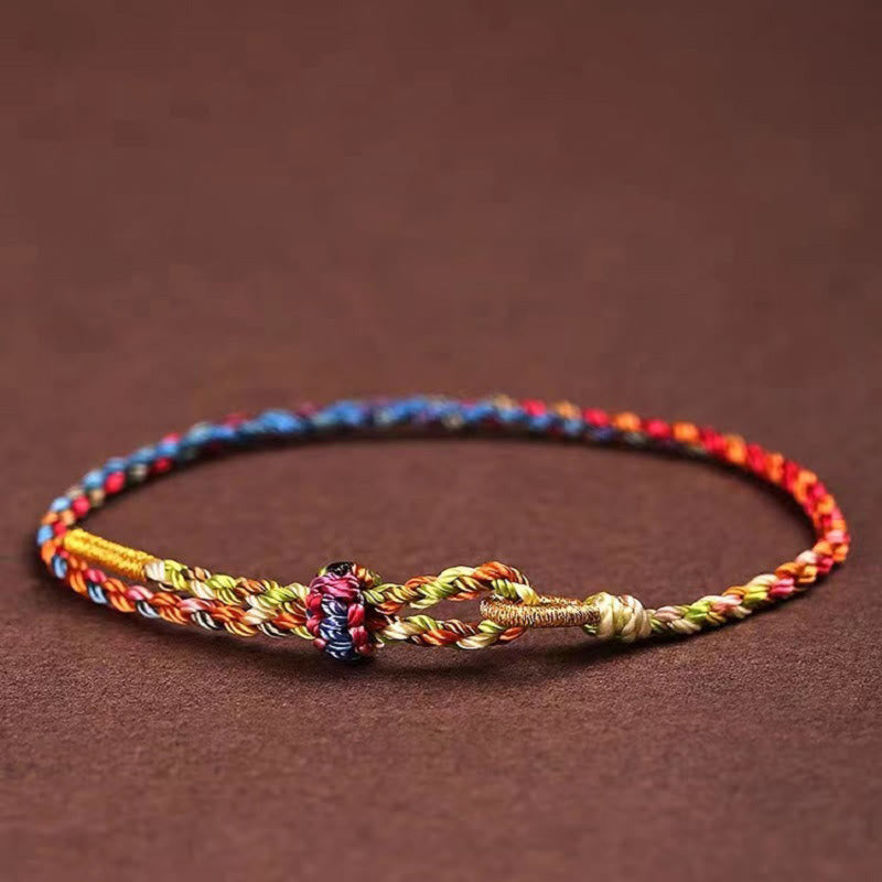 Pulsera para niño y adulto con Buddha Stones, hecha a mano, con cuerda colorida y suerte