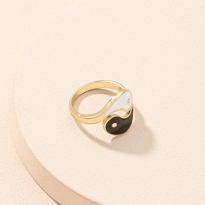 Anillo de pareja de bendición ajustable con símbolo de Yin Yang