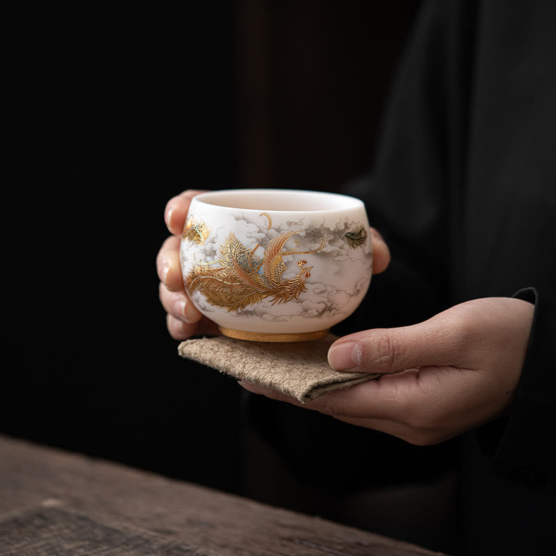 Buddha Stones , dragón Fénix, ciervo de loto, edificio antiguo, pez Koi, taza de té de cerámica, tazas de té de Kung Fu