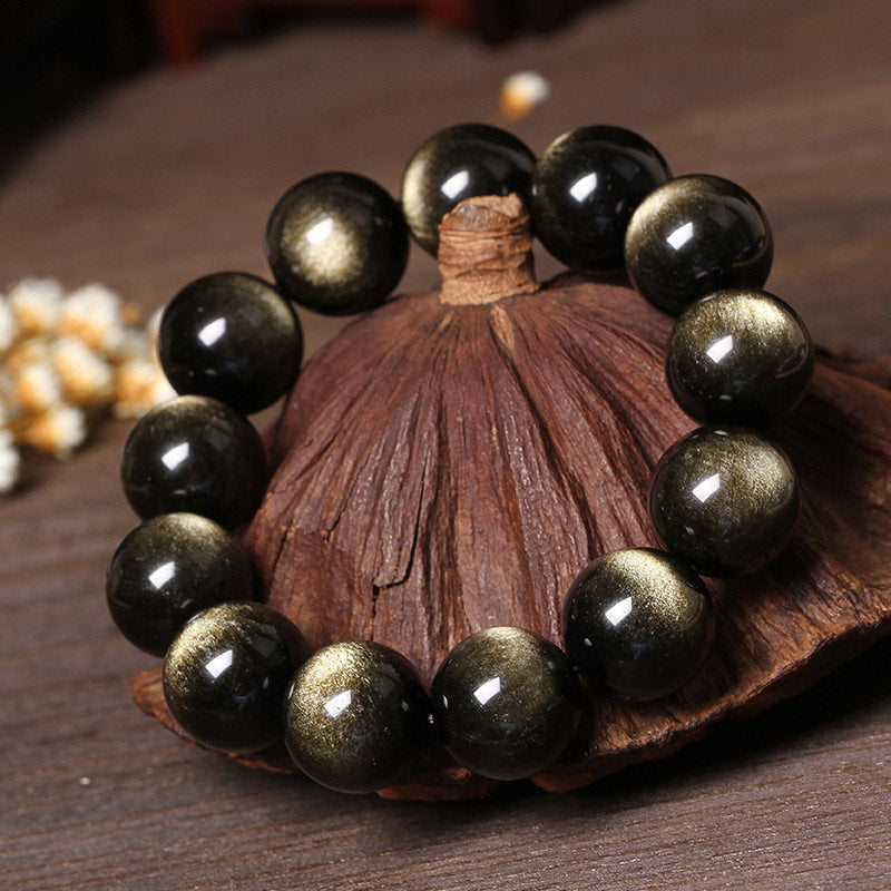 Pulsera de purificación de obsidiana tibetana con Buddha Stones