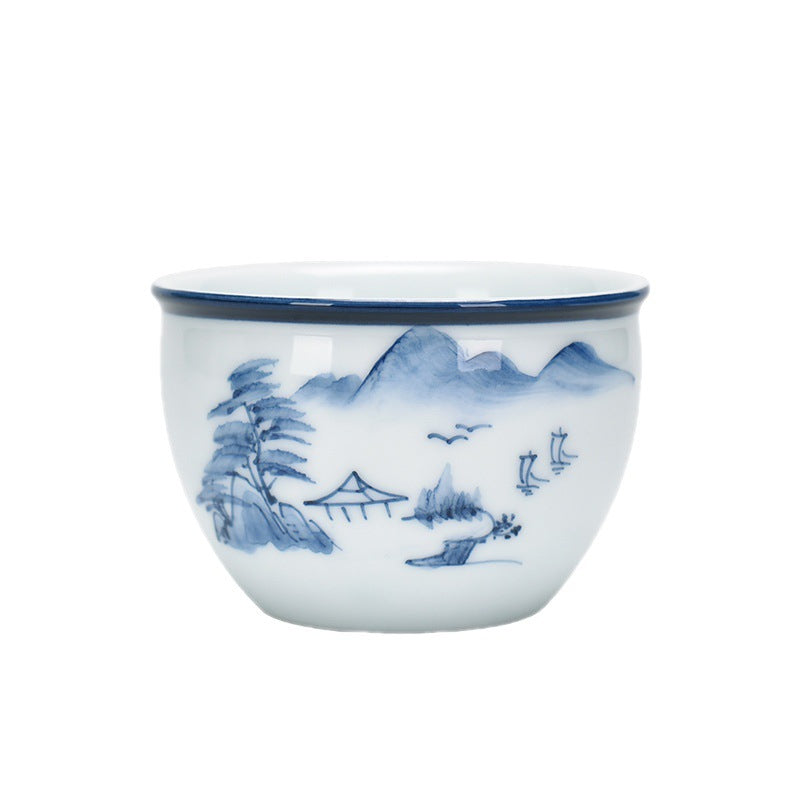 Buddha Stones Koi Flor de Loto Hoja Montañas Árbol Taza de Té de Cerámica Taza de Té Kung Fu 130ml