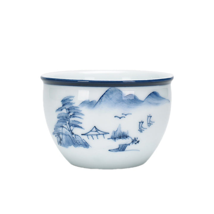 Buddha Stones Koi Flor de Loto Hoja Montañas Árbol Taza de Té de Cerámica Taza de Té Kung Fu 130ml