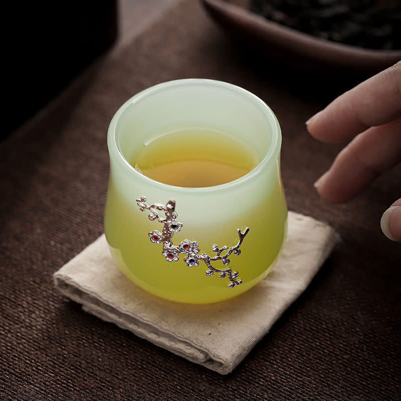 Tazas de té de cerámica con diseño de flor de Fénix, dragón de loto y Buddha Stones