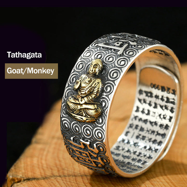 Anillo ajustable de la suerte de la riqueza de Buda Natal del zodiaco chino de Buddha Stones de Buda