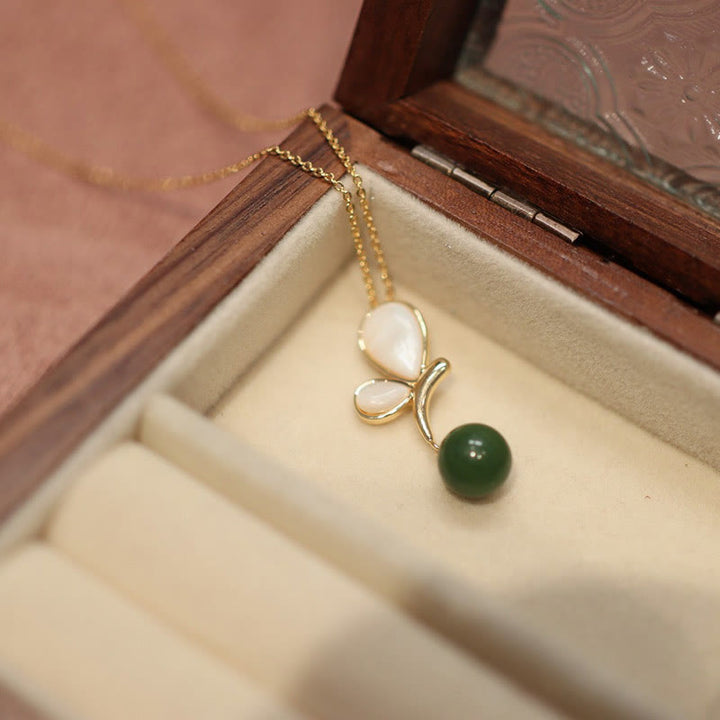 Buddha Stones, mariposa Natural, piedra Tridacna, Jade cian, chapado en cobre, collar tranquilo, colgante, anillo, pendientes