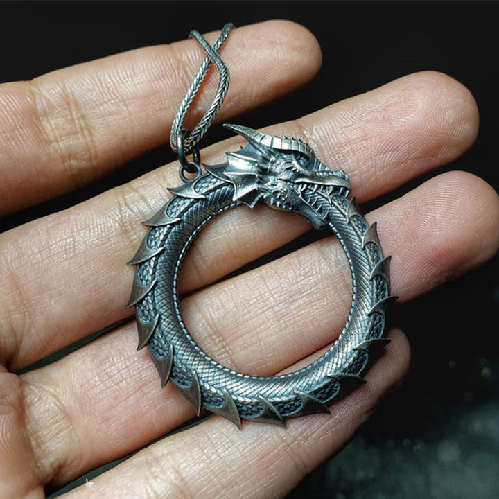 Colgante de collar de protección de serpiente de dragón de estaño puro con Buddha Stones - image 3