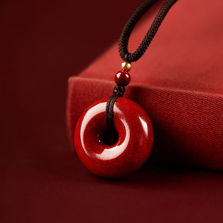 Colgante de collar con Buddha Stones , cinabrio, hebilla de la paz, bendición tranquila