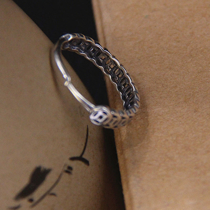 Anillo ajustable de la suerte con diseño de moneda de cobre vintage