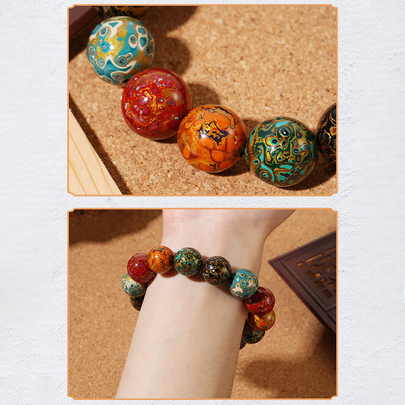 Pulsera Calm con cuentas de laca multicolor natural y piedras de Buddha Stones