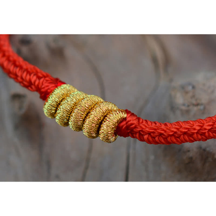 Pulsera de cuerda trenzada de fuerza de la suerte anudada china de diseño simple hecha a mano