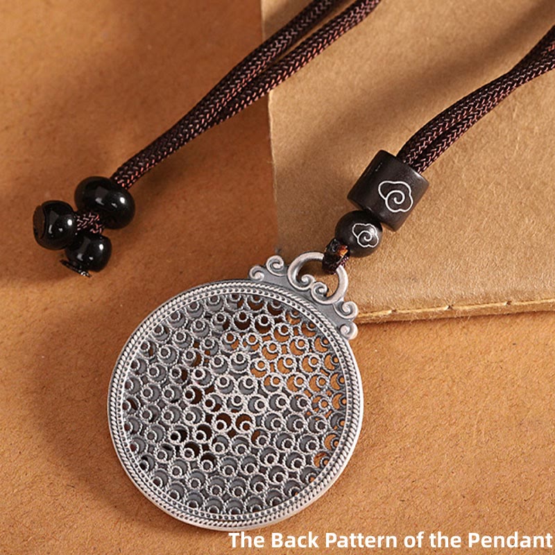 Collar con colgante de plata de ley 990 con Buddha Stones , diseño de fénix y protección de la suerte