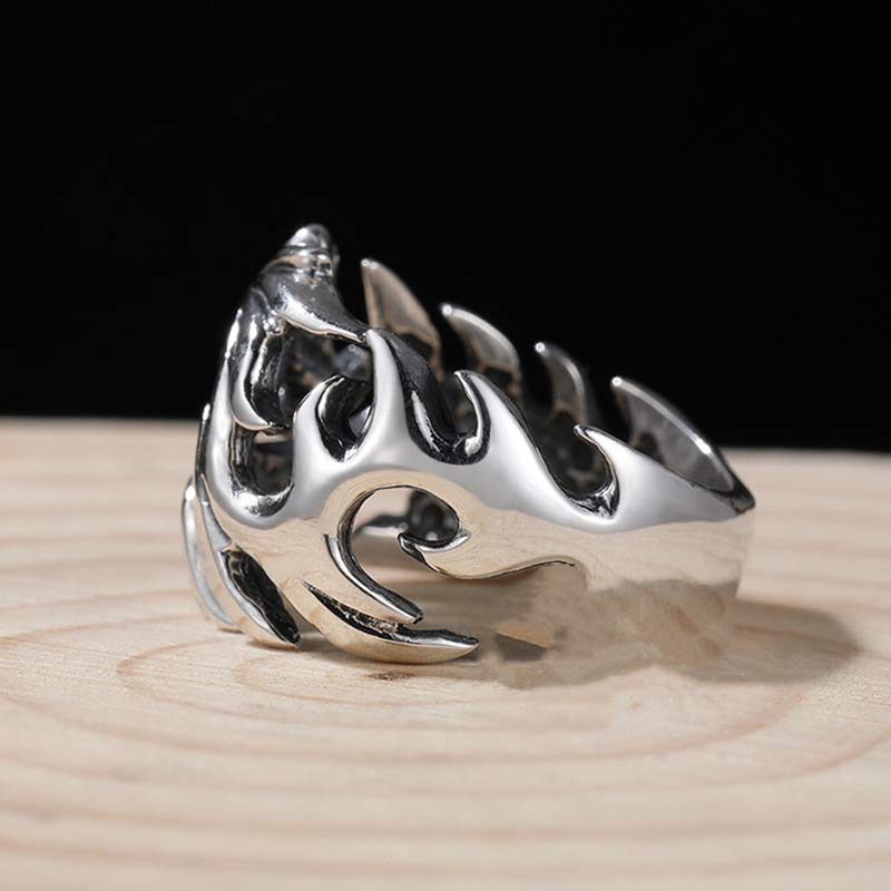 Anillo ajustable de fuerza de protección con patrón de dragón de Buddha Stones