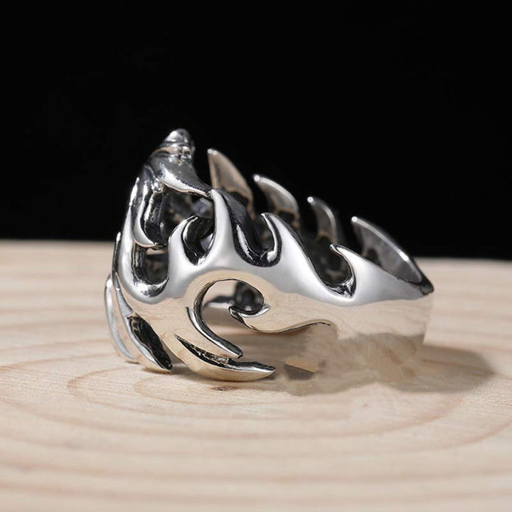 Anillo ajustable de fuerza de protección con patrón de dragón de Buddha Stones