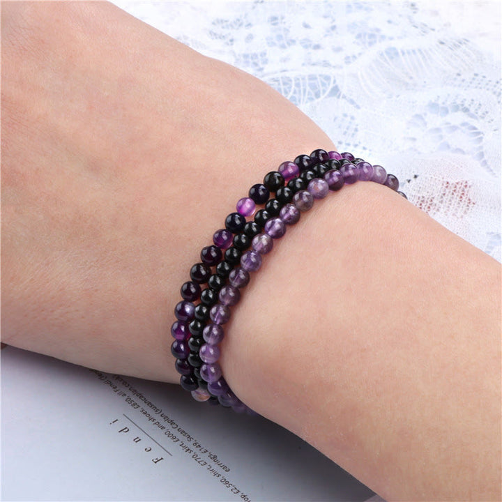 Buddha Stones 3 piezas de piedra de cristal natural paz interior pulsera espiritual
